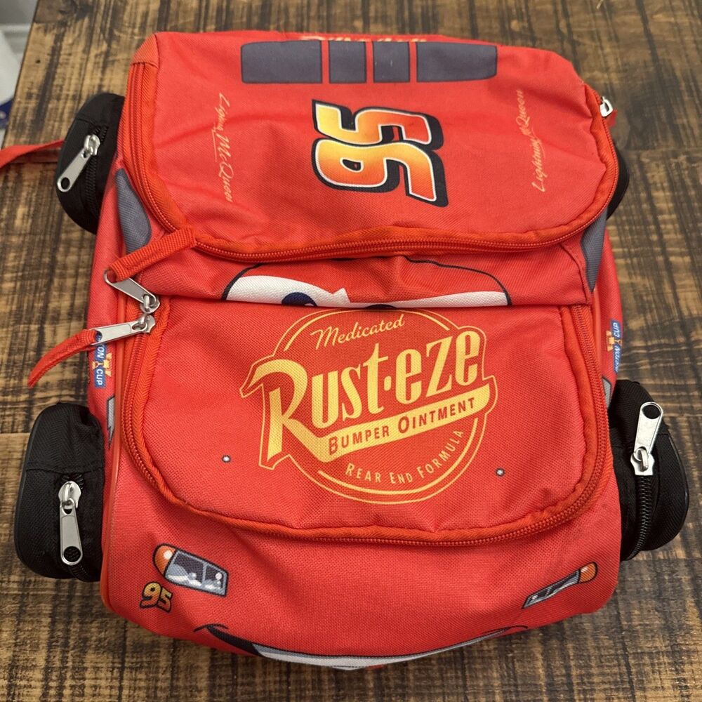 Disney Cars Lightning McQueen Red Black Yellow Wheeled Backpack Rust-eze Theme